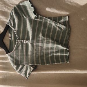 Green and white stripe shirt